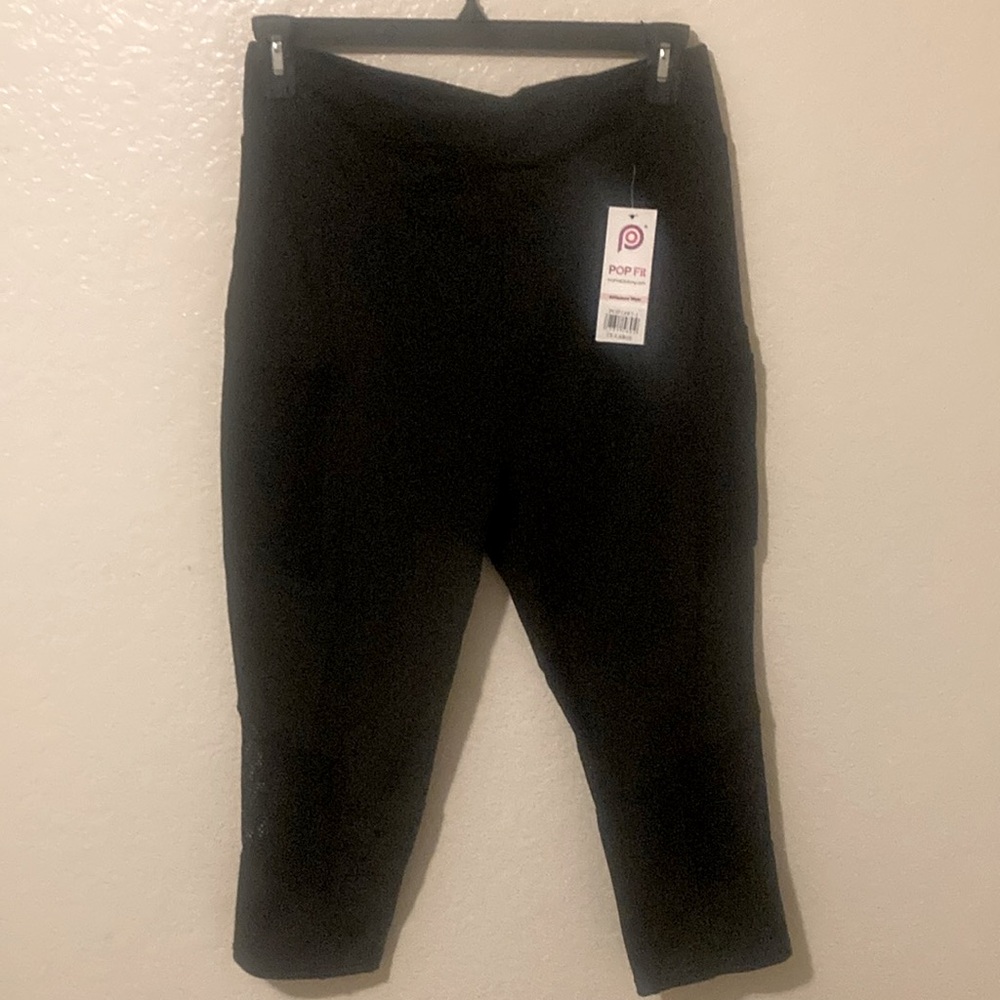 POP Fit Black Athletic leggings mesh design size 2x new